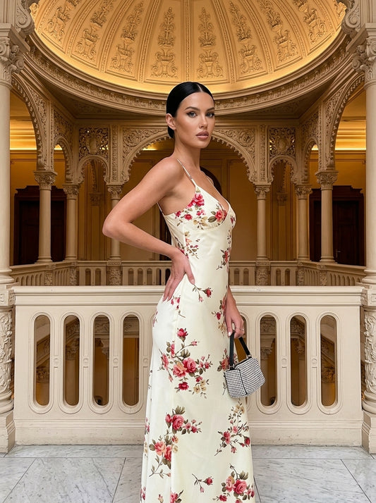 Kokodress Floral Embroidered Slip Maxi Dress for Wedding Guest