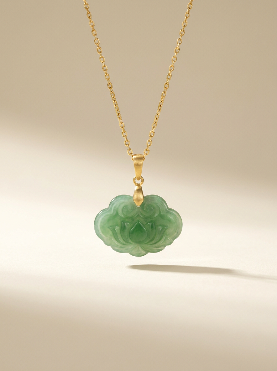 Jade Pendant Gold Necklace