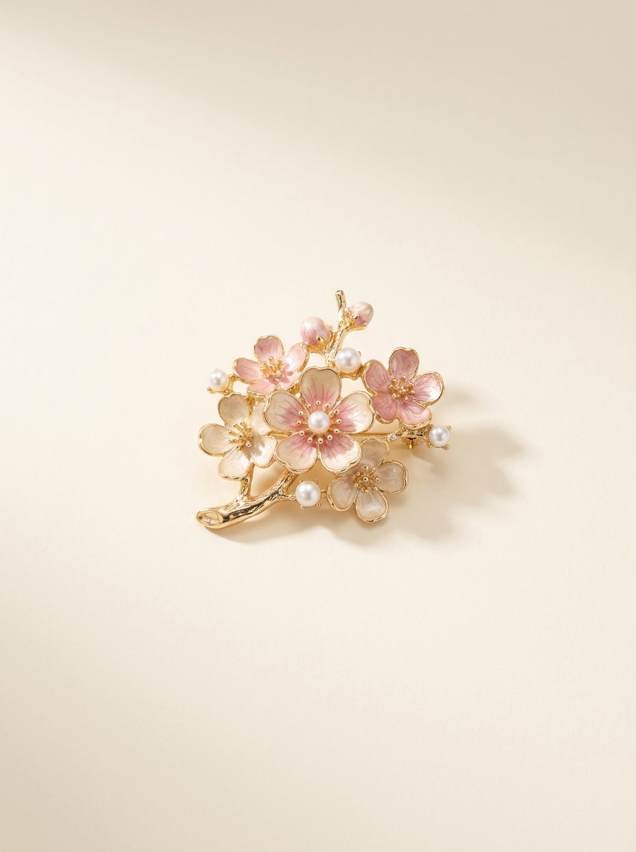 Enamel Plum Blossom Brooch