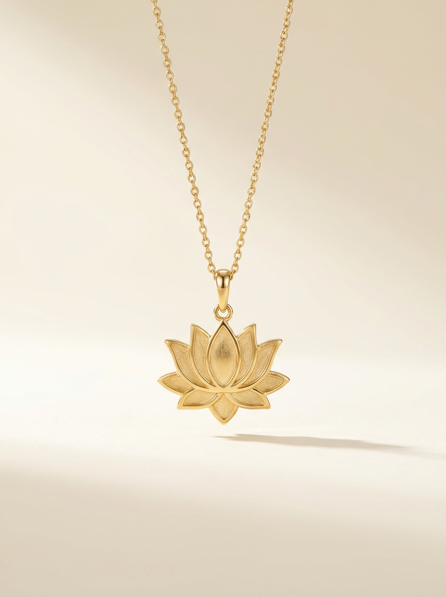 Gold Lotus Pendant Necklace