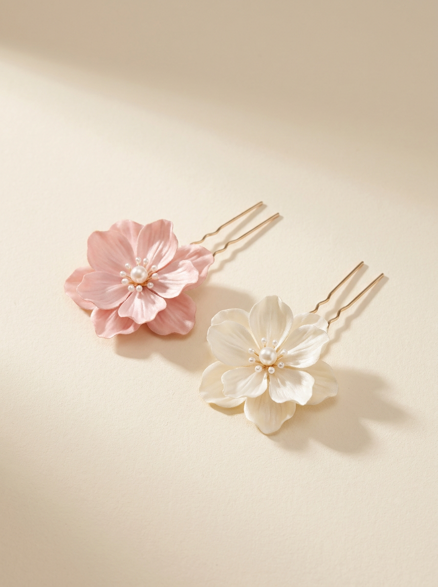 Silk Flower Hairpin Duo