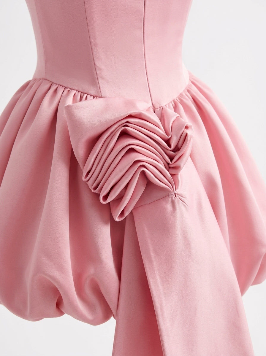 Kokodress Blush Strapless Corset Bubble Mini Dress with Bow for Prom