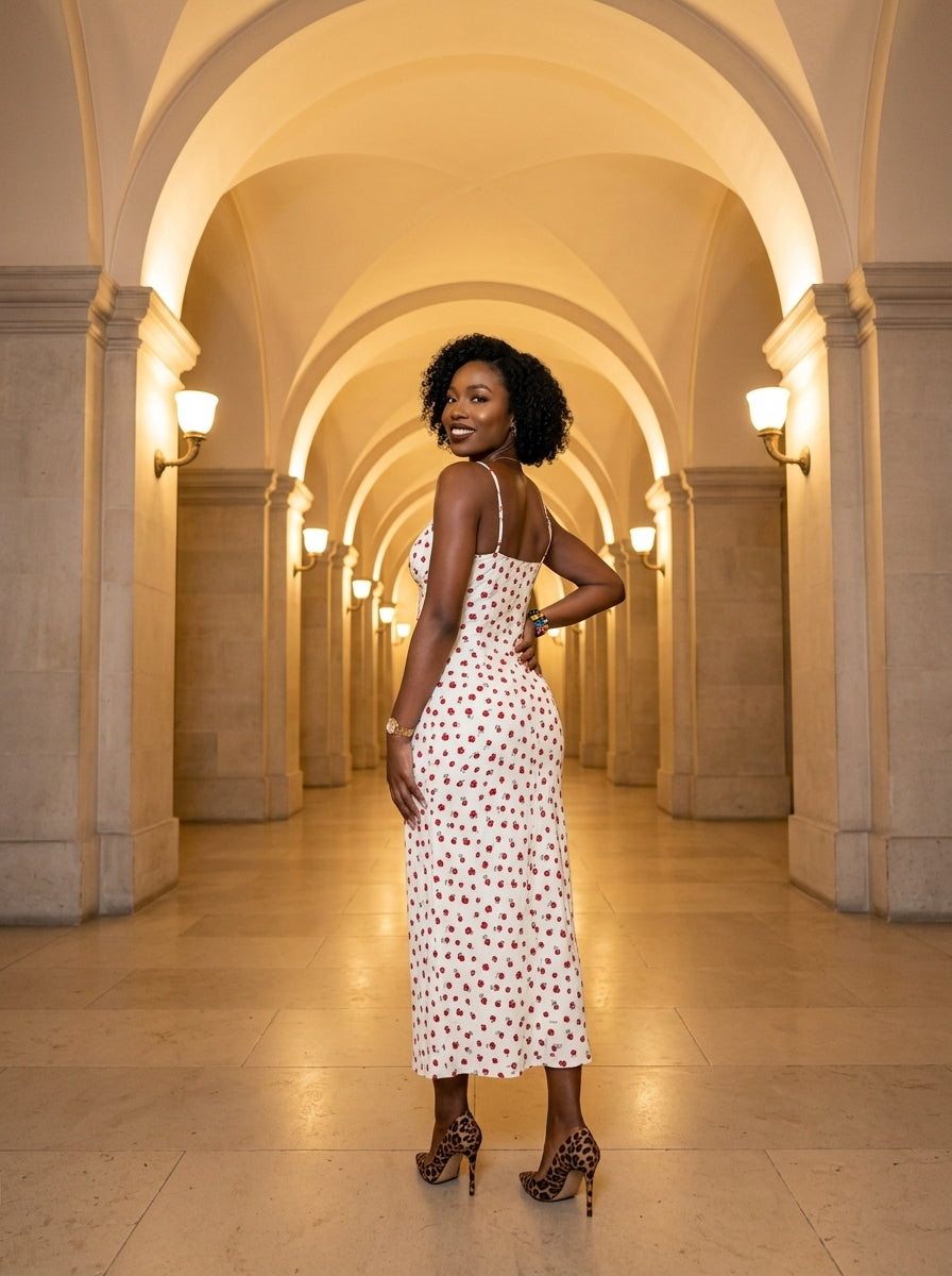 Kokodress Polka Dot Spaghetti Strap Tie-Front Maxi Dress for Vacation
