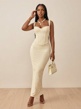 KoKodress Textured Corset Maxi Dress for Wedding Guest