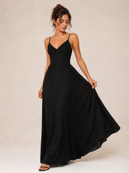 KoKodress V-Neck Spaghetti Strap Maxi Dress with Pockets for Vacation