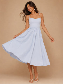 KoKodress Square Neck Spaghetti Strap Midi Dress for Vacation