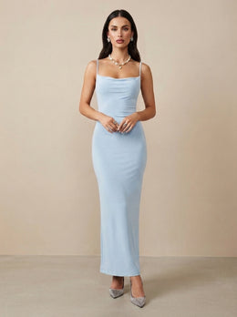 KoKodress Spaghetti Strap Column Maxi Dress for Wedding Guest