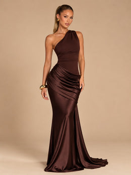 KoKodress One-Shoulder Satin Maxi Gown for Gala & Weddings