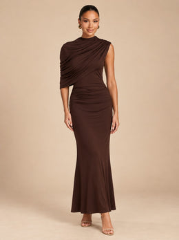 KoKodress One-Shoulder Ruched Maxi Dress for Evening & Party