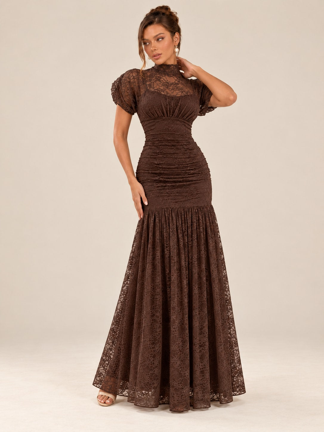 Brown Lace Mermaid Dress for Formal & Wedding Guest