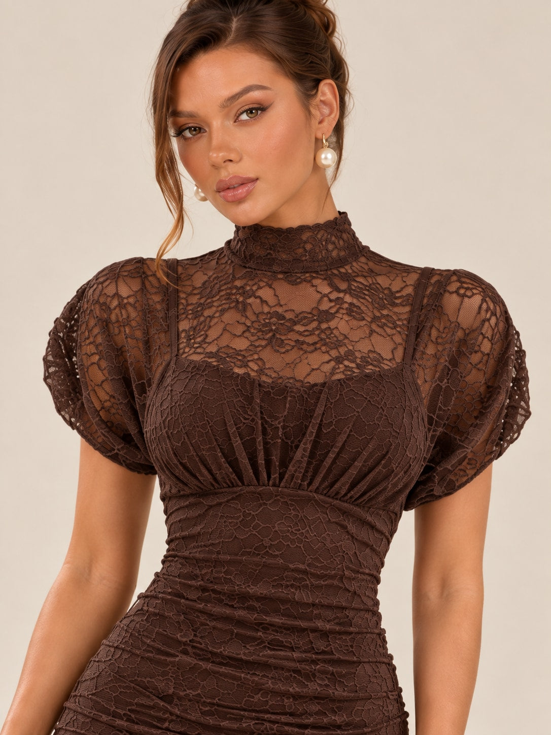 Brown Lace Mermaid Dress for Formal & Wedding Guest