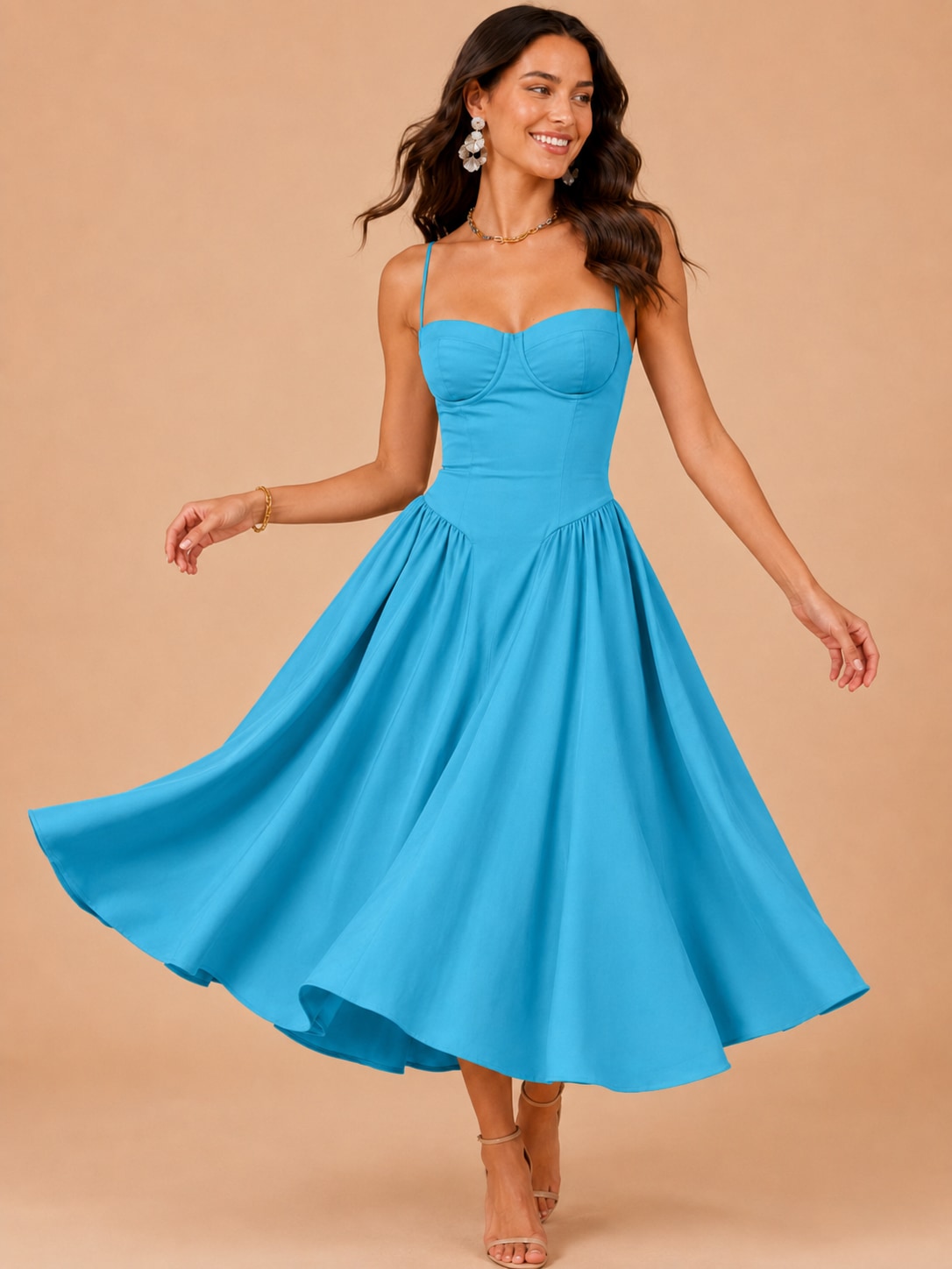 KoKodress Spaghetti Strap Corset Midi Dress for Vacation & Events | Bule-1.jpg
