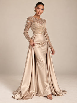 KoKodress Sequin Satin Mermaid Gown for Wedding & Gala