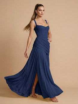 KoKodress Corset Ruched Maxi Dress with Slit for Wedding Guest