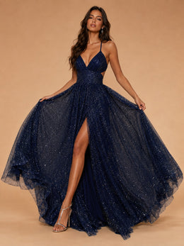 KoKodress Spaghetti Strap Cutout Slit Maxi Dress for Formal Events