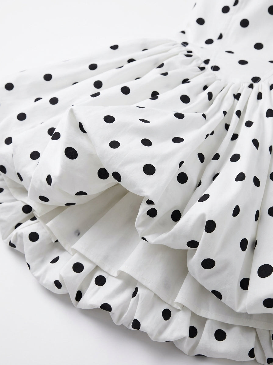 Kokodress Polka Dot Halter Bubble Mini Dress for Summer Party