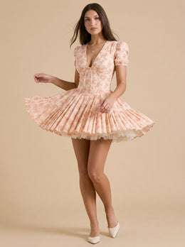 KoKodress Puff Sleeve Corset Mini Dress for Summer Party