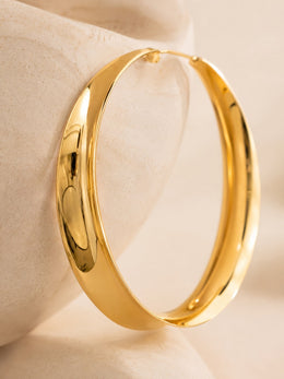 KoKodress Party Gold-Tone Wide Flat Hoop Earrings