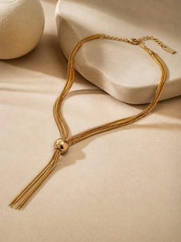 KoKodress Party Gold-Tone Multi-Chain Tassel Ball Necklace