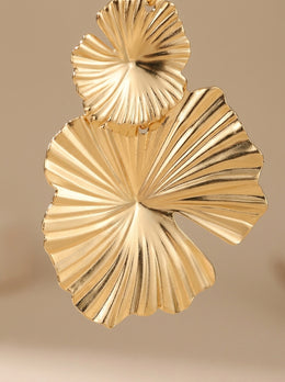 KoKodress Chic Gold-Tone Layered Fluted Fan Petal Dangle Earrings