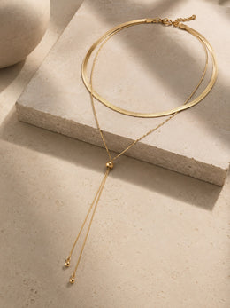 KoKodress Party Gold-Tone Herringbone Bolo Slider Necklace