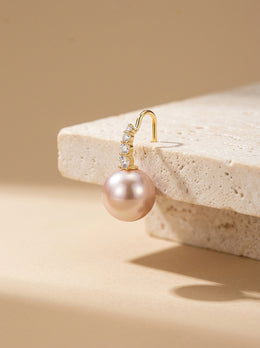 KoKodress Elegant Gold-Tone Crystal & Blush Pearl Drop Earrings Wedding
