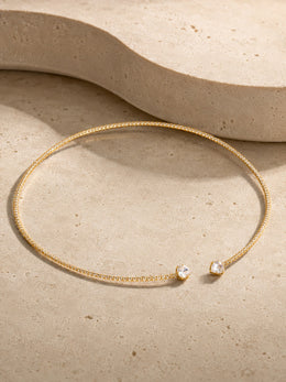 KoKodress Versatile Gold-Tone Crystal Open Choker for Work & Parties