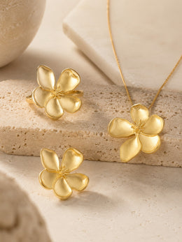 KoKodress Party Gold & Silver-Tone 5-Petal Flower Jewelry Set