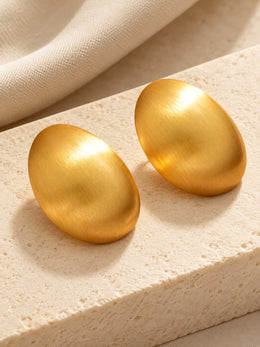 KoKodress Chic Brushed Gold-Tone Oval Stud Earrings for Work & Party