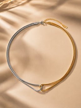 KoKodress Modern Two-Tone Interlocking Snake Chain Necklace - Daily, Party