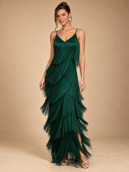 KoKodress Fringe Maxi Dress for Party & Evening