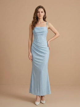 KoKodress Glitter Corset Draped Maxi Dress for Wedding Guest