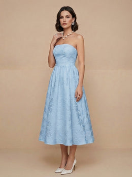 KoKodress Strapless Jacquard Midi Dress for Party
