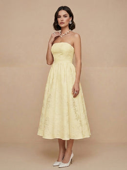 KoKodress Strapless Jacquard Midi Dress for Party