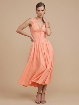 KoKodress V-Neck Button-Front Midi Dress for Wedding Guest & Vacation