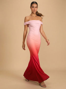 KoKodress Off-Shoulder Purple Floral Maxi Dress for Wedding Guest