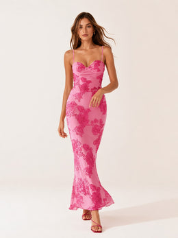KoKodress Strapless Sweetheart Floral Maxi Dress for Wedding Guest