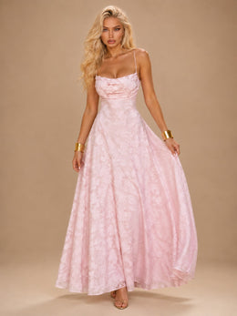 KoKodress Floral Burnout Spaghetti Strap Maxi Dress for Wedding Guest