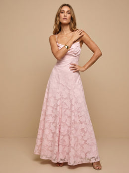 KoKodress Floral Burnout Spaghetti Strap Maxi Dress for Wedding Guest