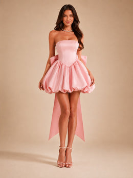 KoKodress Blush Strapless Corset Bubble Mini Dress for Prom