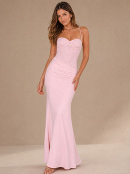 KoKodress Lace Bustier Slip Maxi Dress for Wedding Guest & Formal