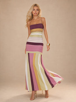 KoKodress Striped Spaghetti Strap Maxi Dress for Vacation & Party