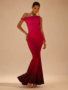 KoKodress Off-Shoulder Purple Floral Maxi Dress for Wedding Guest