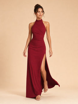 KoKodress Halter Ruched High Slit Maxi Dress for Formal Events