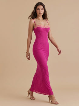 KoKodress Spaghetti Strap Corset Maxi Dress for Wedding Guest