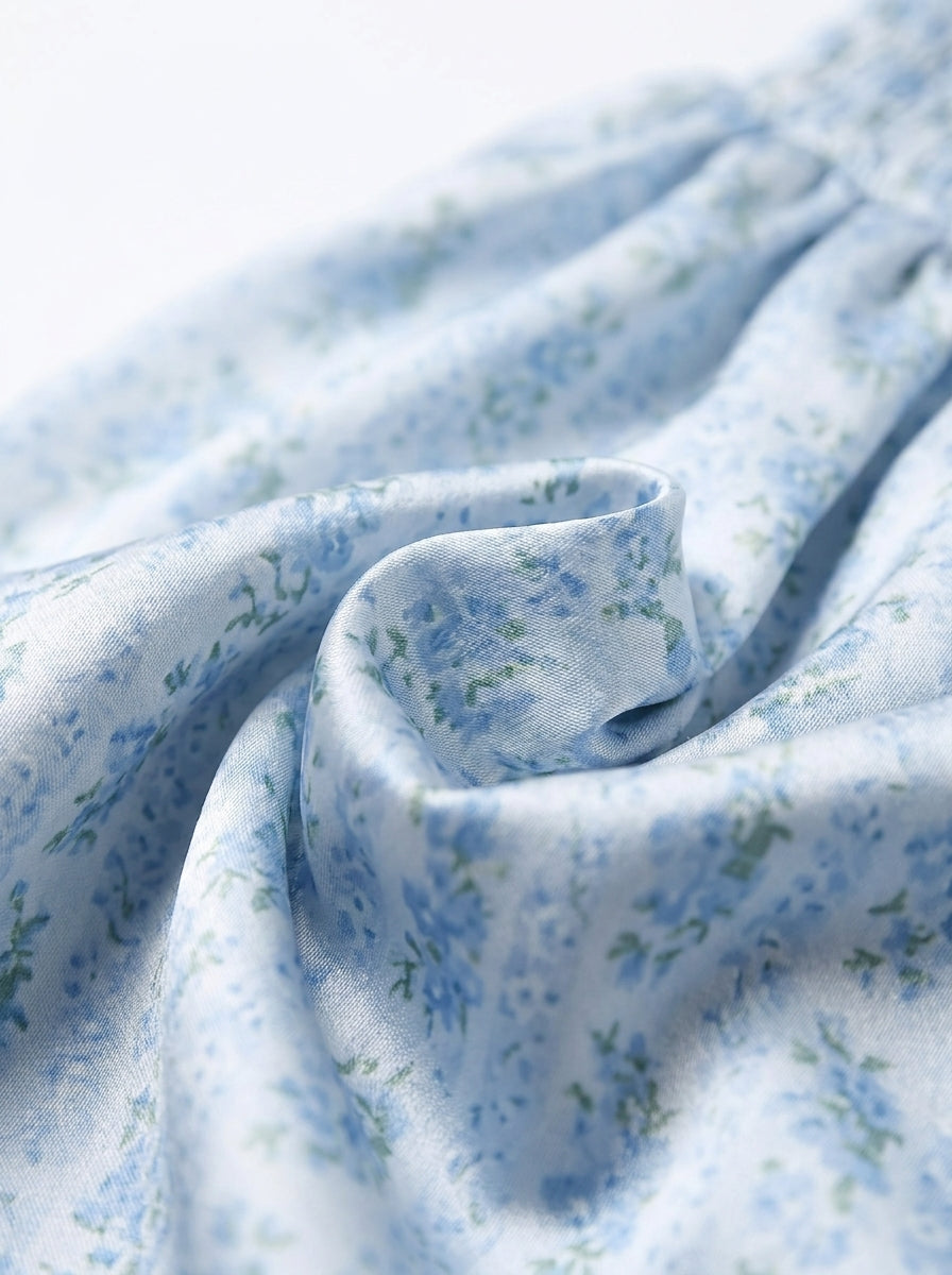 Kokodress Light Blue Ditsy Floral Smocked Mini Dress for Summer Vacation