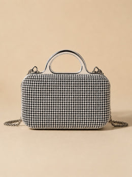 KoKodress Party Silver-Tone Rhinestone Clutch with Chain