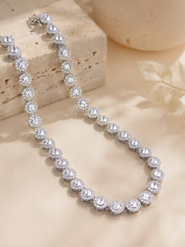 KoKodress Party Silver-Tone Halo Crystal Collar Necklace