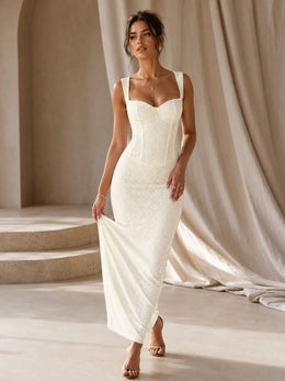 KoKodress Textured Corset Maxi Dress for Wedding Guest