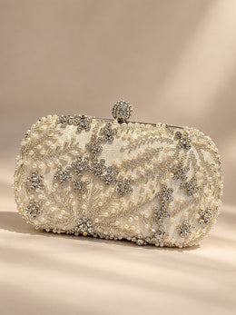 KoKodress Elegant Pearl & Rhinestone Beaded Evening Clutch